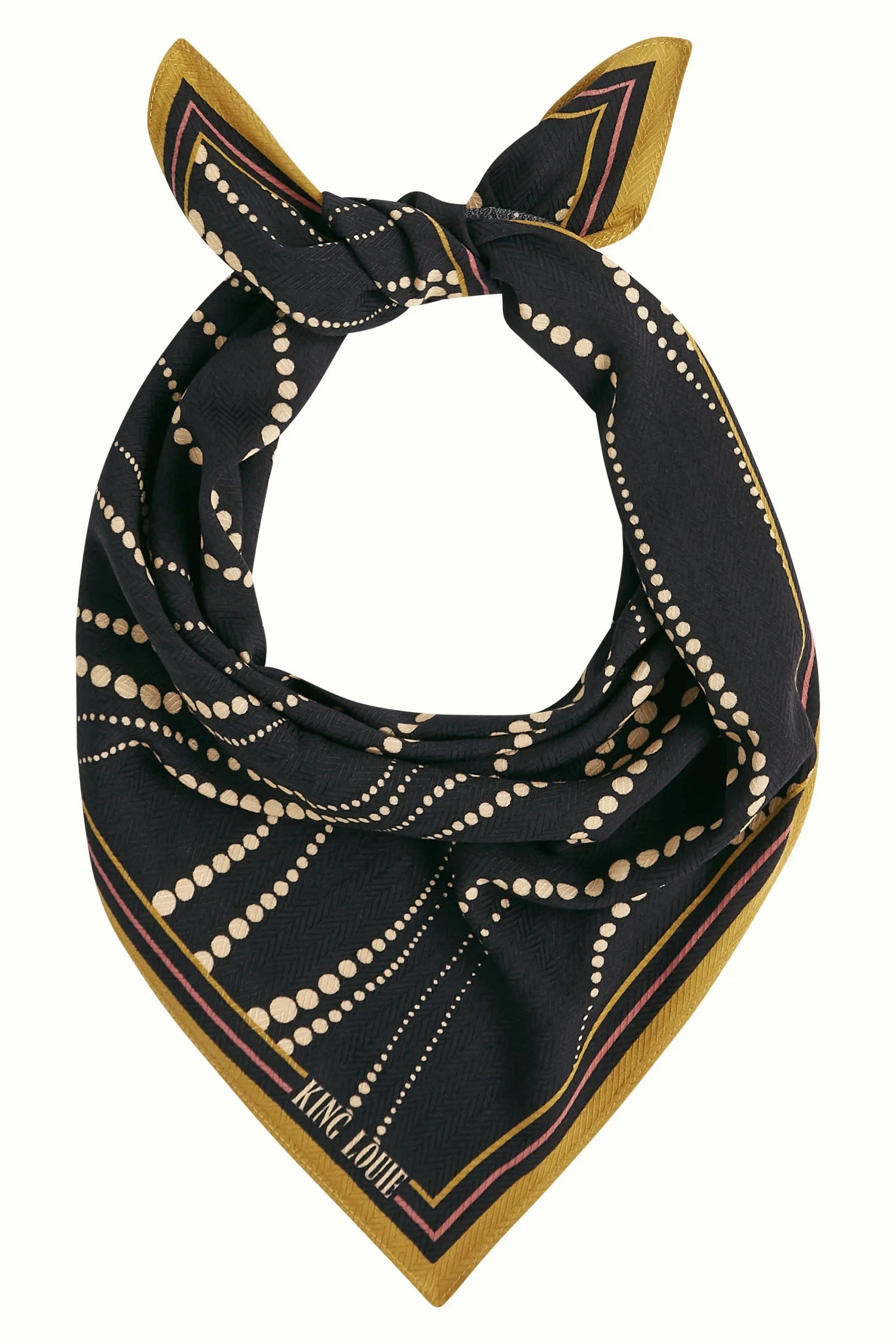 Twirl tørklæde i sort med et grafisk prik mønster Accessories King Louie 