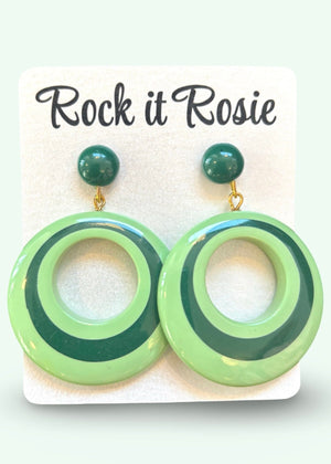 Two tone hoop øreringe i grøn Accessories Rock It Rosie 
