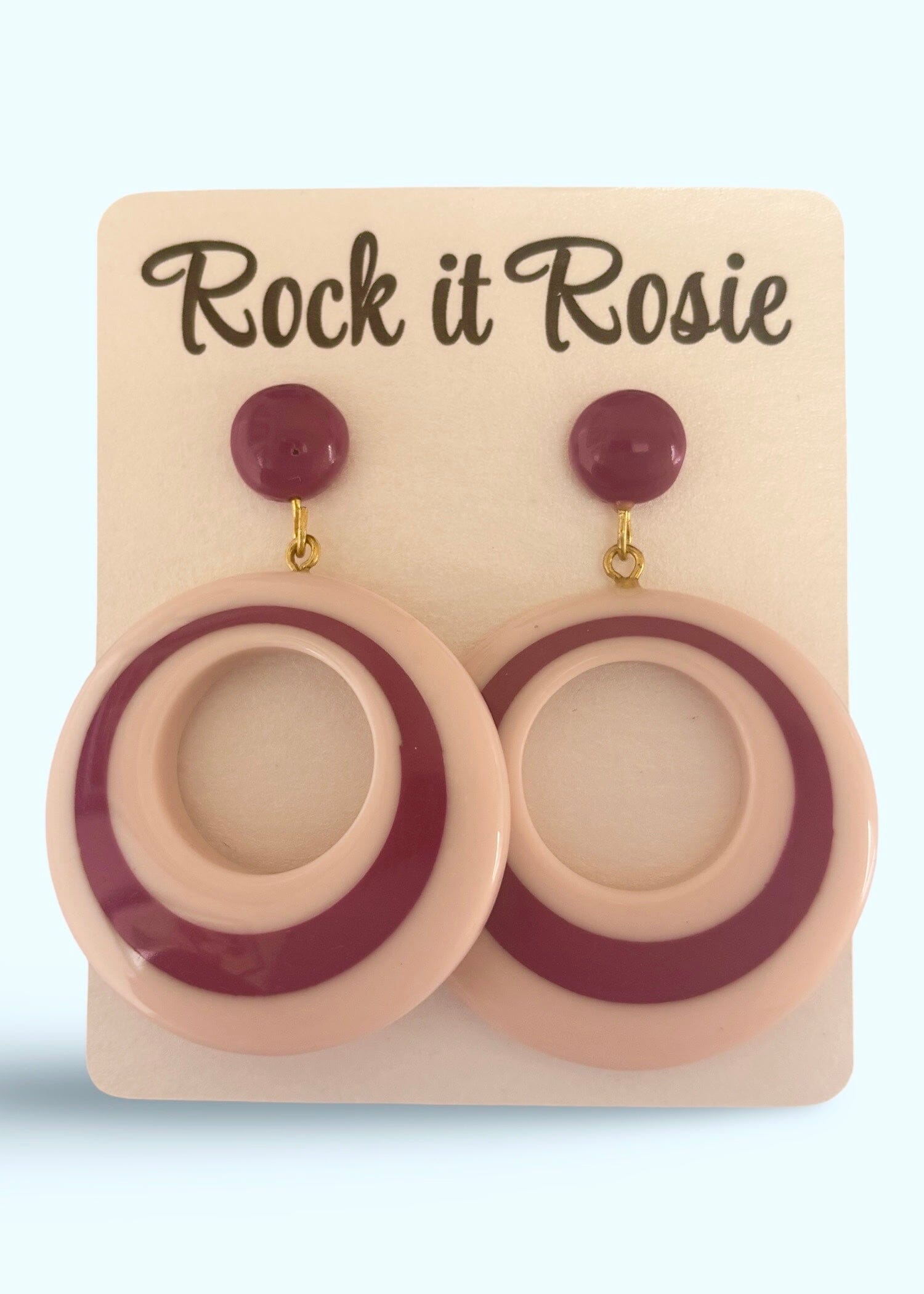 Two tone hoop øreringe i lyserød/ magenta Accessories Rock It Rosie 
