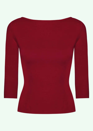 Vendbar boatneck top i klassisk rød - deluxe jersey top Daisy Dapper 