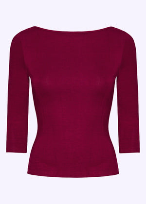Vendbar boatneck top i magenta - deluxe jersey top Daisy Dapper 