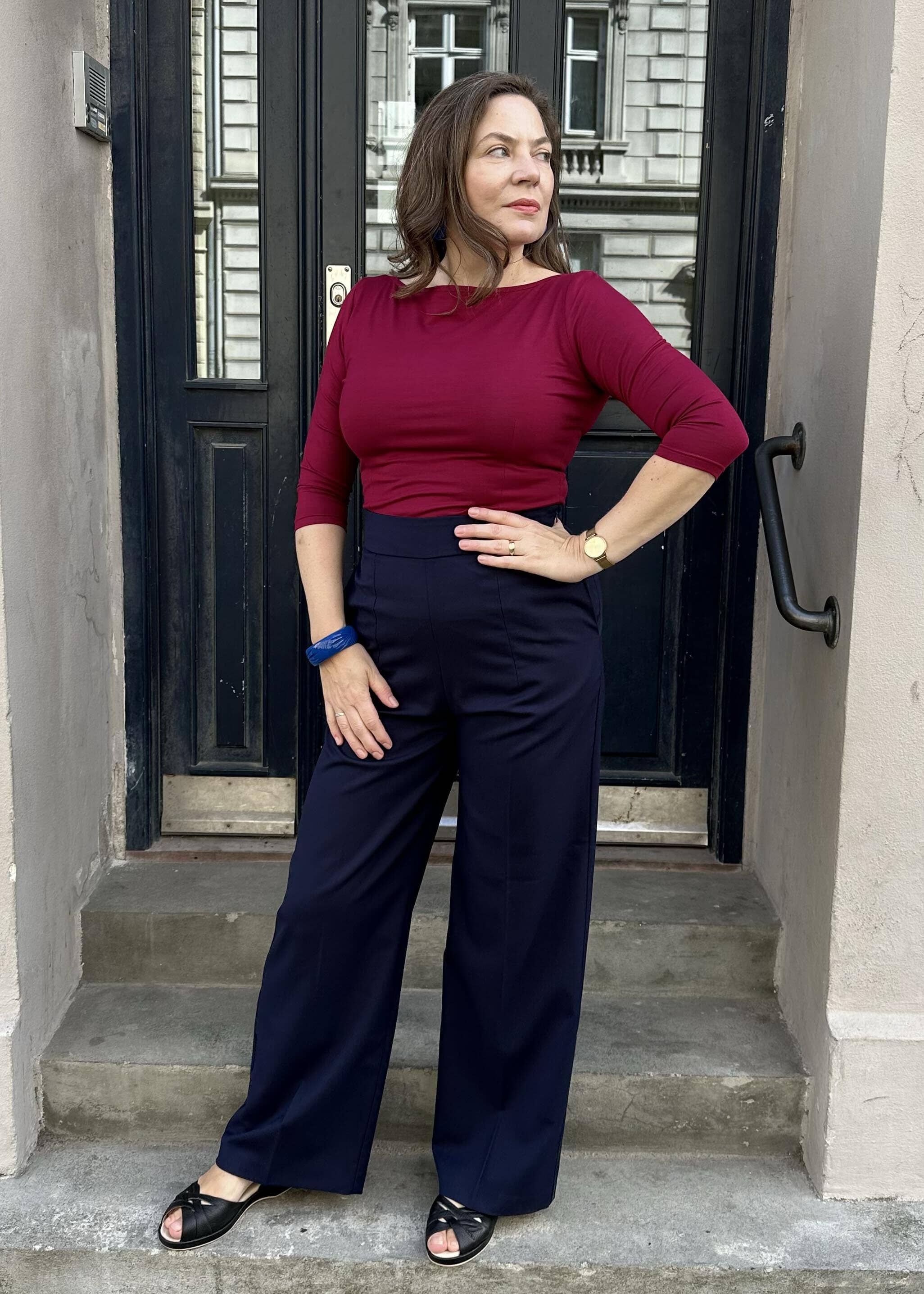 Vendbar boatneck top i magenta - deluxe jersey top Daisy Dapper 