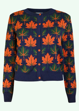 Vera Cardigan, Navy Autumn Leaves cardigan Palava 