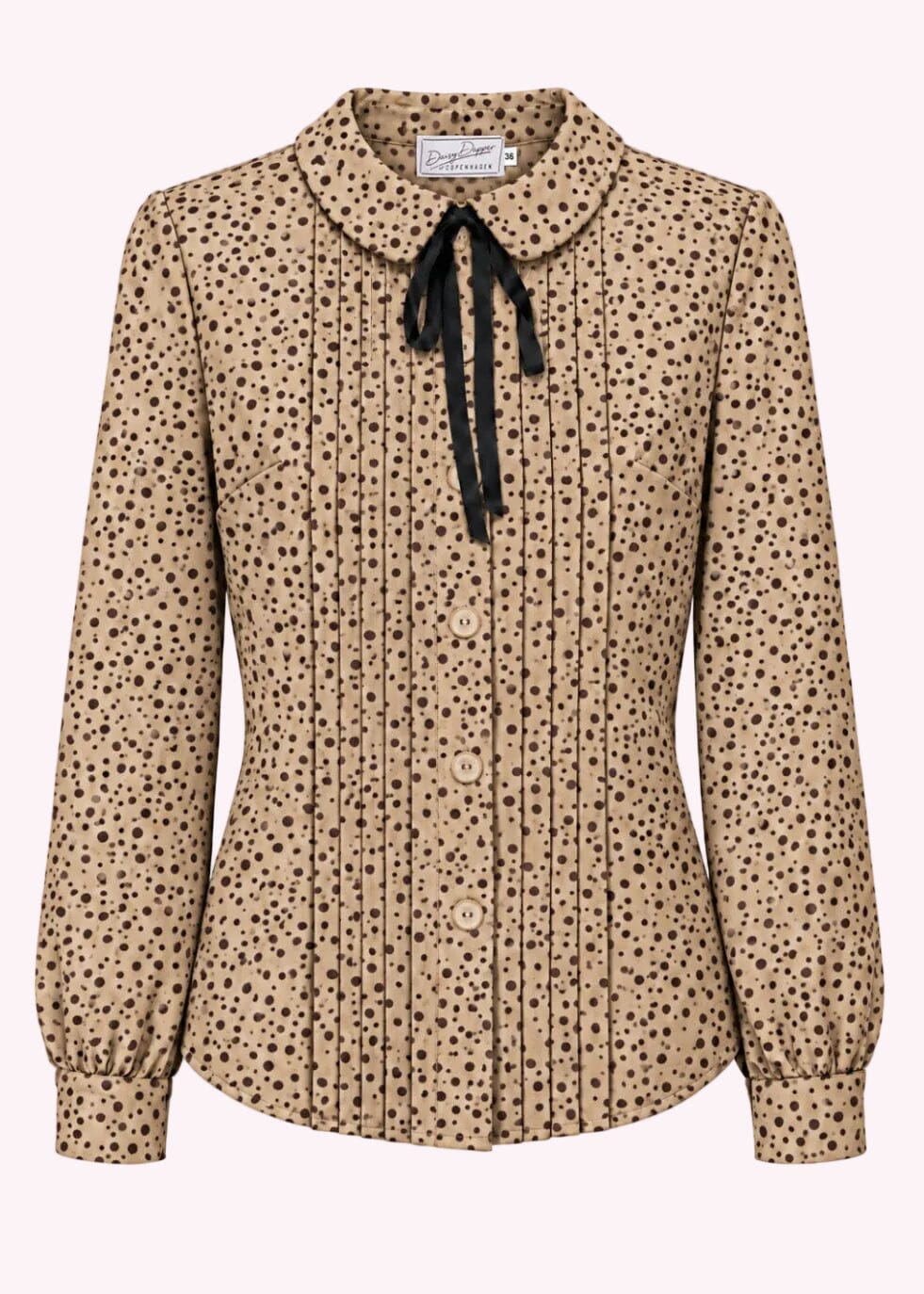 Vera langærmet skjorte - tan spot langærmet skjorte Daisy Dapper 