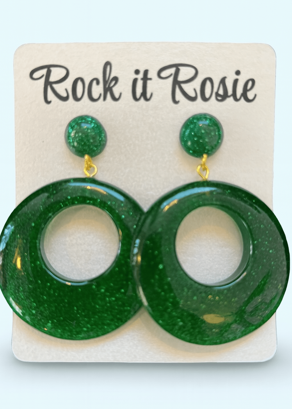 Vintage style hoop øreringe, Grøn glitter Accessories Rock It Rosie 