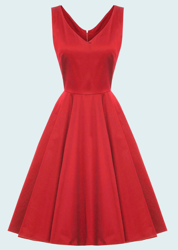 1950s swing dress in classic red