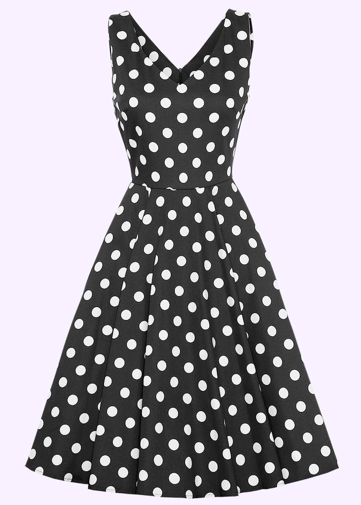 1950s swing dress in black with polka dots Mondo Kaos