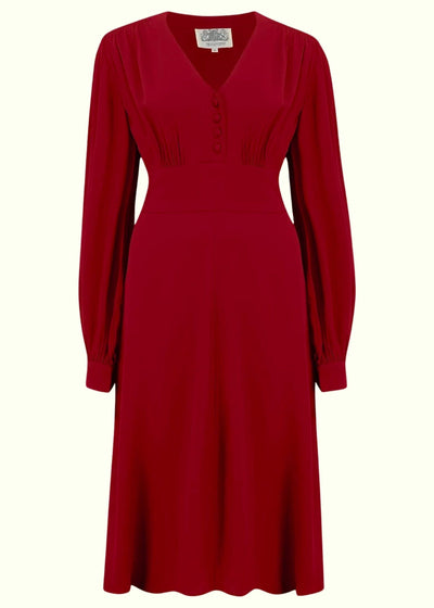 Bloomsbury: Ava 1940'er kjole i bordeaux Seamstress Of Bloomsbury 