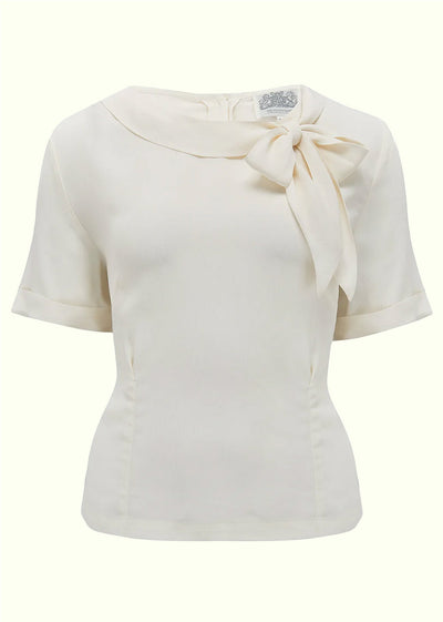 Bloomsbury: Cindy skjorte med korte ærmer i creme hvid Seamstress Of Bloomsbury 
