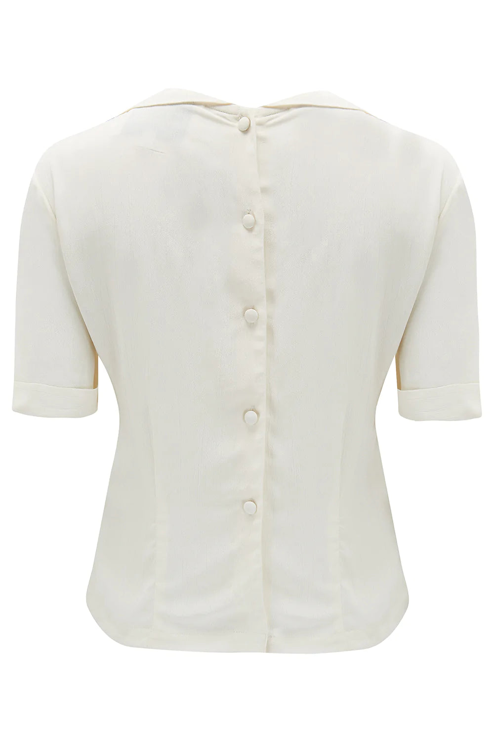 Moralsk stress stempel 1940'er stils skjorte i creme med knapper bagpå fra Bloomsbury