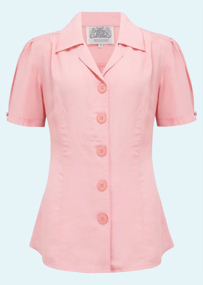 Bloomsbury: Grace kortærmet skjorte i lyserød Seamstress Of Bloomsbury 