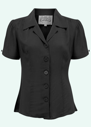 Bloomsbury: Grace kortærmet skjorte i sort Seamstress Of Bloomsbury 