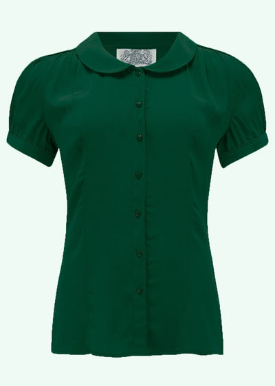 Bloomsbury: Jive skjorte med rund krave i grøn toej Seamstress Of Bloomsbury 