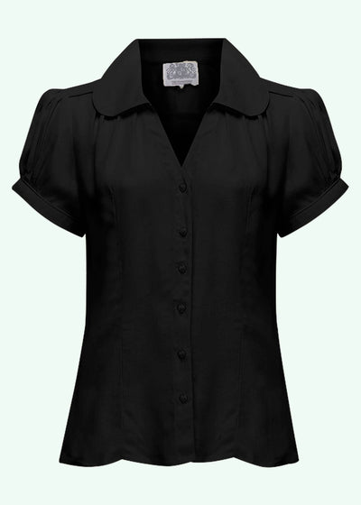 Bloomsbury: Judy skjorte med V-hals i sort toej Mondo Kaos 