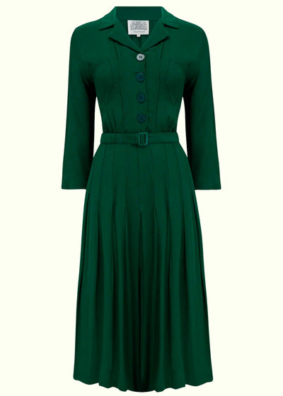 Bloomsbury: Lucille skjortekjole i grøn og 3/4 lange ærmer Seamstress Of Bloomsbury 