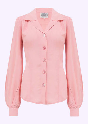 Bloomsbury: Poppy vintage stils skjortebluse i blossom pink toej Seamstress Of Bloomsbury 