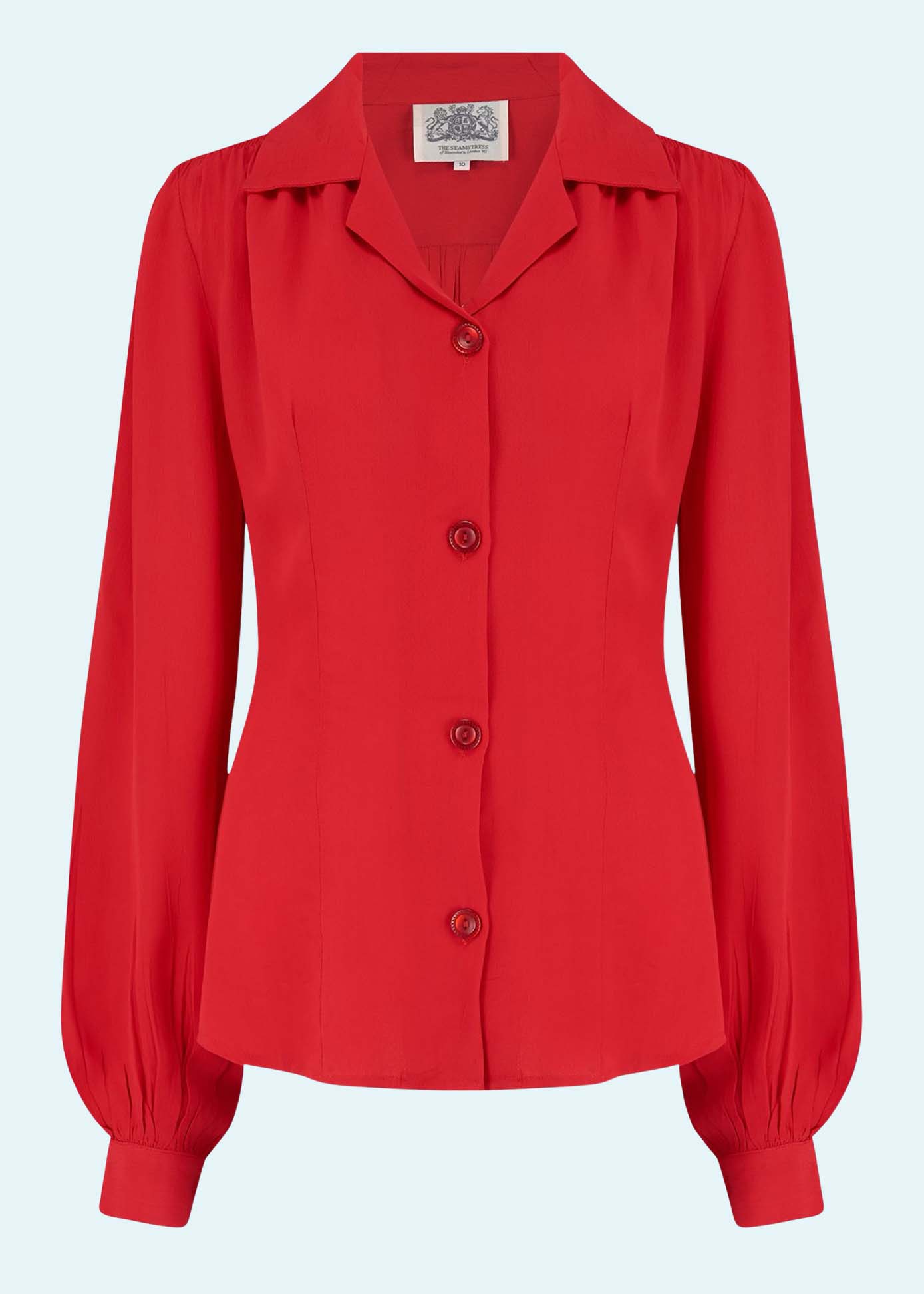 Bloomsbury: Poppy vintage stils skjortebluse i rød toej Seamstress Of Bloomsbury 