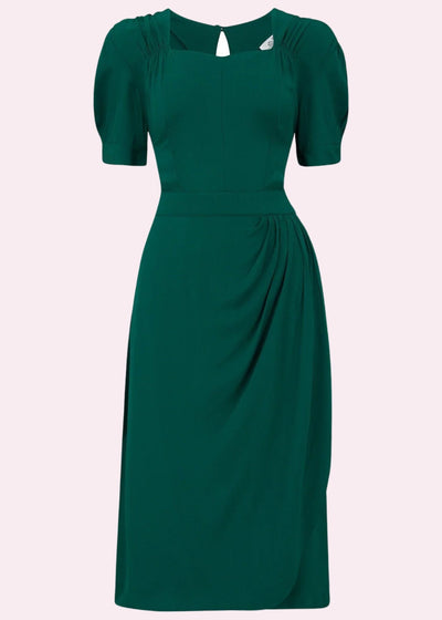 Bloomsbury: Shelly grøn kjole i 40er stil med sweetheart udskæring Seamstress Of Bloomsbury 