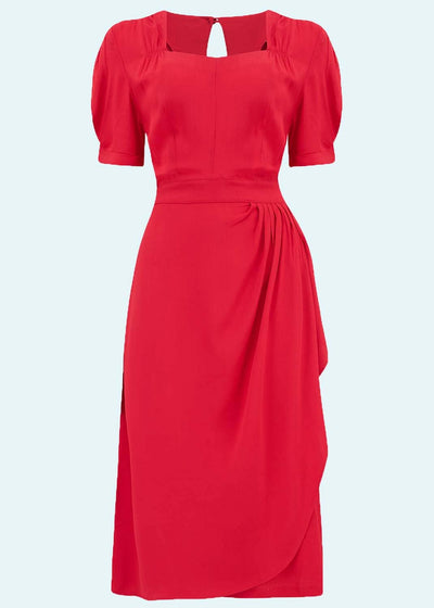 Bloomsbury: Shelly rød kjole i 40er stil med sweetheart udskæring Seamstress Of Bloomsbury 