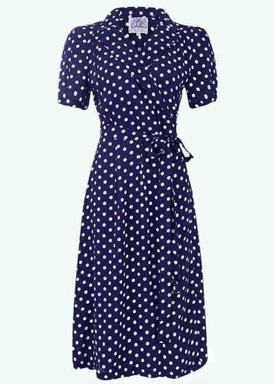 Bloomsbury: Slåom kjole i blå med prikker toej Seamstress Of Bloomsbury 