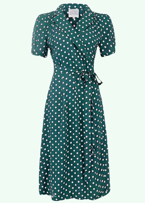 Slåom kjole i vintage stil - grøn med prikker