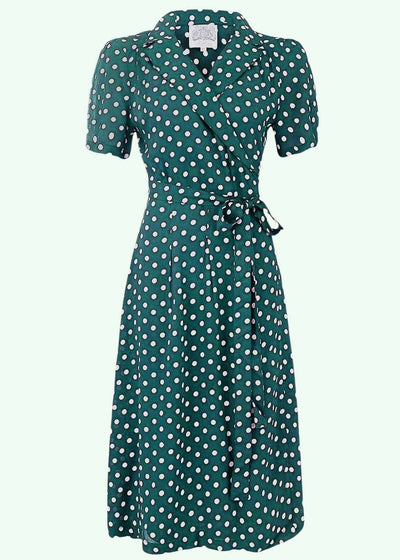 Bloomsbury: Slåom kjole i grøn med prikker toej Seamstress Of Bloomsbury 
