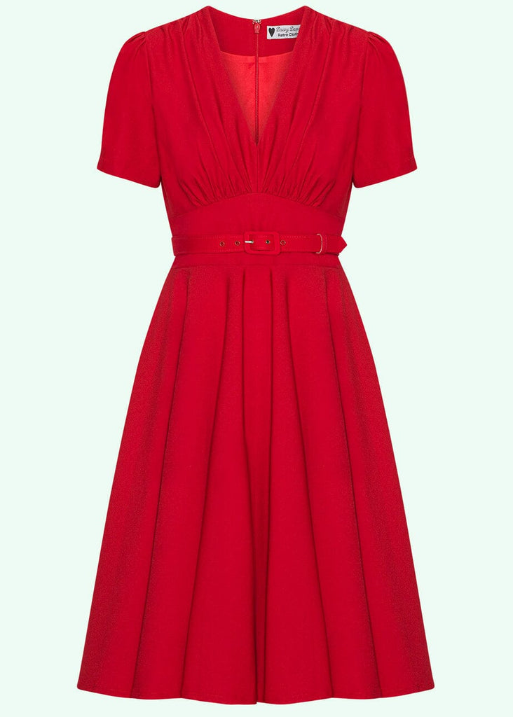 Daisy Dapper: Marilyn Short Sleeve Swing Dress in Red (ONLINE EXCLUSIVE)