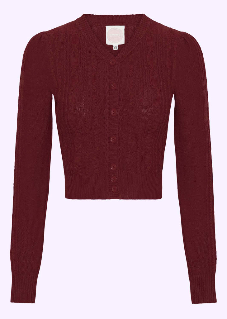 Emmy Design: Ice Skater Cardigan in mulberry (ONLINE EXCLUSIVE).