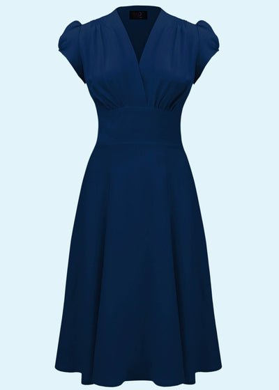 House of Foxy: Ava - Klassisk A-line kjole i navy blå toej House Of Foxy 