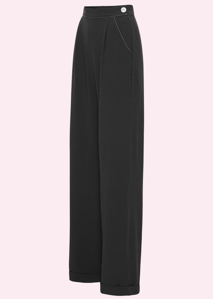 House Of Foxy: Hepburn High Waisted Pants In Black (ONLINE EXCLUSIVE)