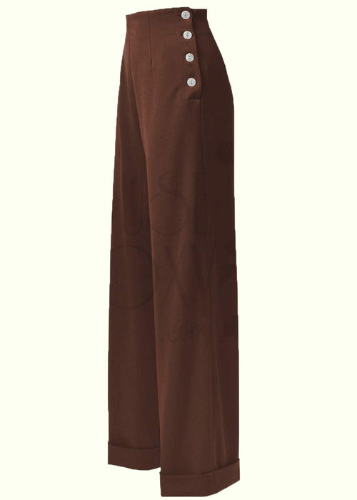 Vintage Inspired High Waisted Wide Leg Trousers in Rust - 1930s