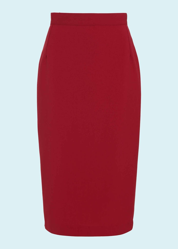 House Of Foxy: Klassisk Pencil Skirt i rød toej mondokaos 