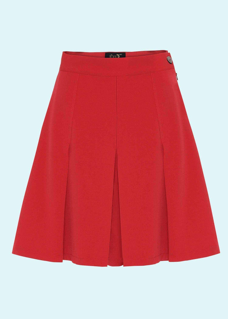 House Of Foxy: Pleated shorts in red fabric Mondo Kaos