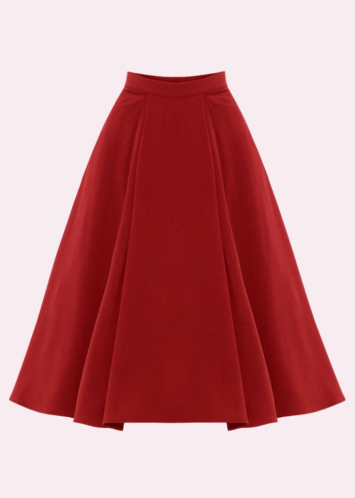 Miss Candyfloss: High-waisted swing skirt in red (ONLINE EXCLUSIVE)