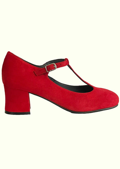 Nordic Shoe People: Frida 22 rød ruskinds t-rem sko sko Nordic Shoepeople 