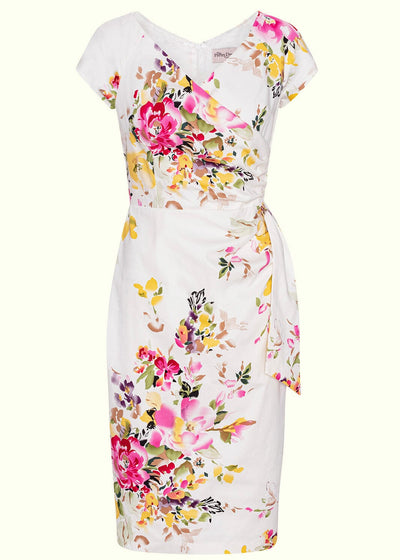 Pretty Dress Company: 1950'er Hourglass pencil kjole i Ivory floral toej Pretty Dress Company 
