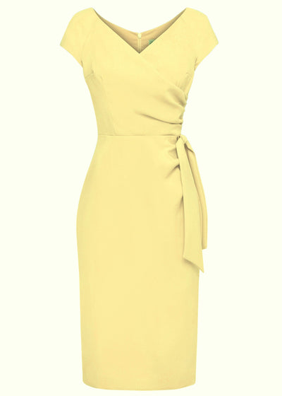 Pretty Dress Company: 1950'er Hourglass pencilkjole i gul toej Pretty Dress Company 