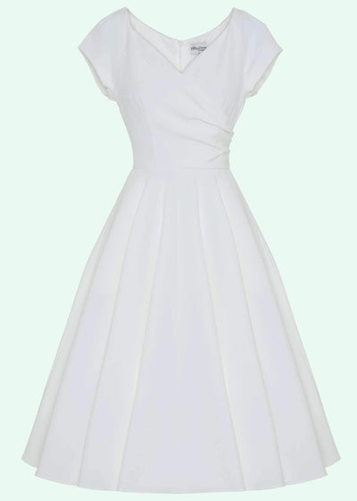 Pretty Dress Company: 1950'er Hourglass swingkjole i hvid toej Mondo Kaos 