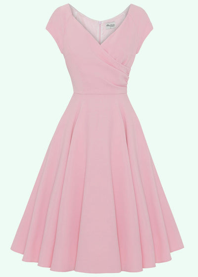 Pretty Dress Company: 1950'er Hourglass swingkjole i lyserød toej Pretty Dress Company 