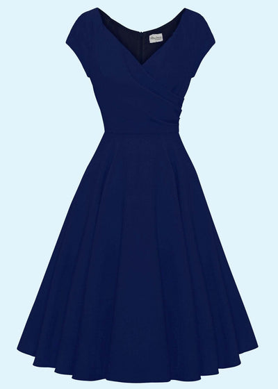 Pretty Dress Company: 1950'er Hourglass swingkjole i navy blå toej Pretty Dress Company 