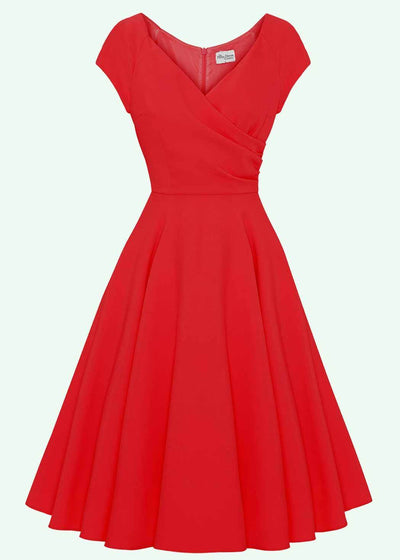 Pretty Dress Company: 1950'er Hourglass swingkjole i rød toej Pretty Dress Company 
