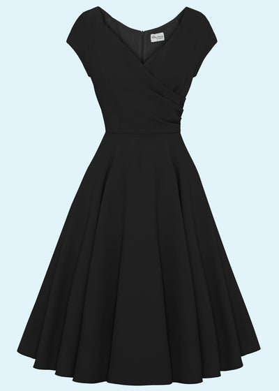 Pretty Dress Company: 1950'er Hourglass swingkjole i sort toej Pretty Dress Company 
