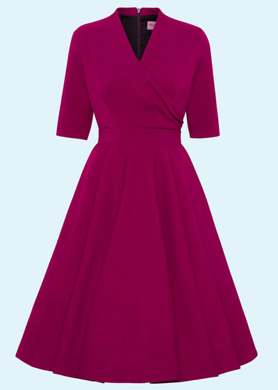 Pretty Dress Company: Leyla swing kjole med faux wrap i berry tøj Pretty Dress Company 