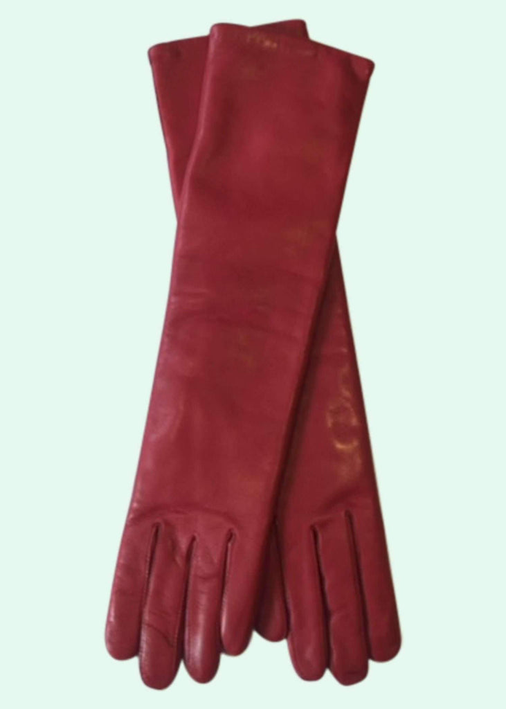 Rhanders Gloves: Long lambskin gloves in red Accessories mondokaos