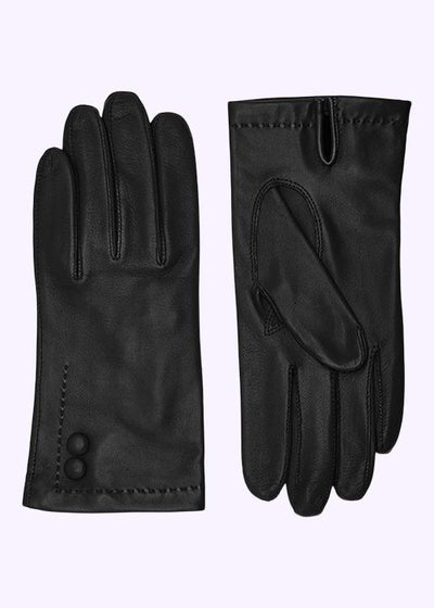 Rhanders Handsker: Skindhandsker i sort med knapper Accessories Rhanders Handsker 