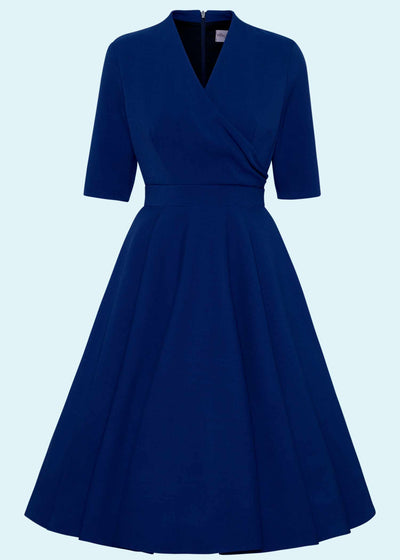 The Pretty Dress Company: Leyla swing kjole med faux wrap i navy tøj Mondo Kaos 