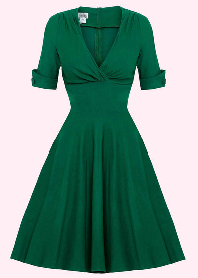 Unique Vintage: 1950'er swingkjole i grøn toej mondokaos 
